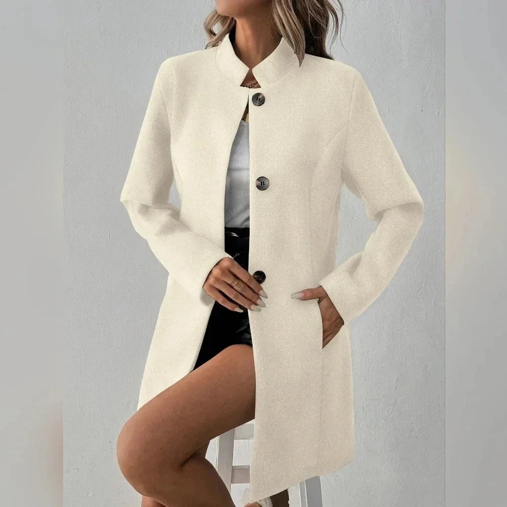 Single-Breasted Coat With Side Pockets - image 2